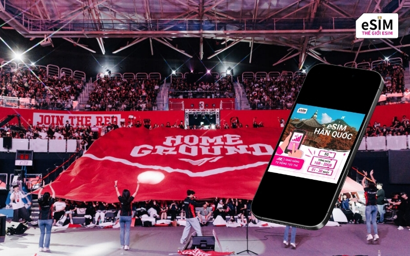 Đi T1 Home Ground 2026, có eSIM Hàn Quốc là có mạng dùng liền.